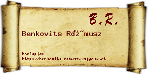 Benkovits Rémusz névjegykártya